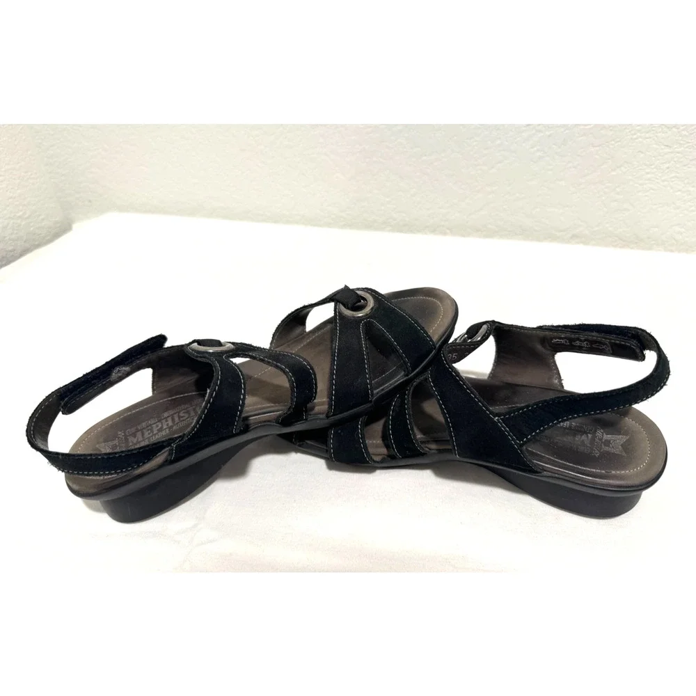 Mephisto Parfolia EU 37 Sandals US 7 Black Suede Leather Strappy Comfort Luxe